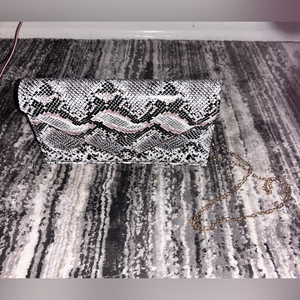 NWT Chic Snakeskin Clutch with Chain Strap